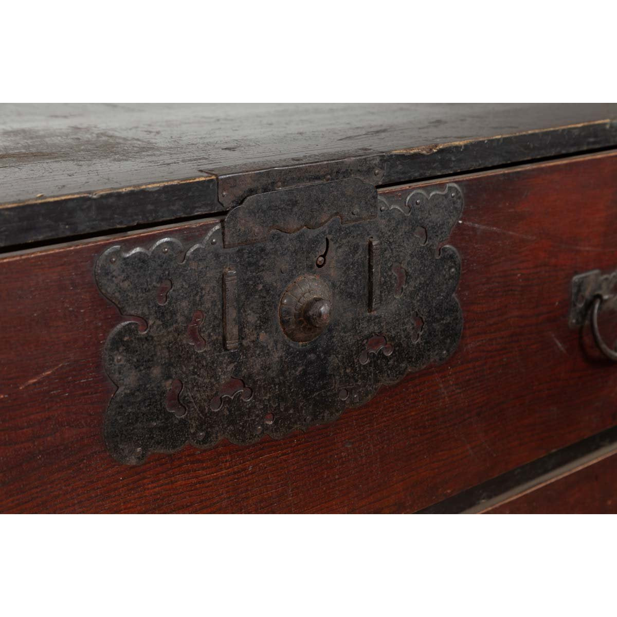 Japanese 19th Century Lacquered Sendai Clothing Tansu with Elaborate Hardware-10. Asian &amp; Chinese Furniture, Art, Antiques, Vintage Home Décor for sale at FEA Home