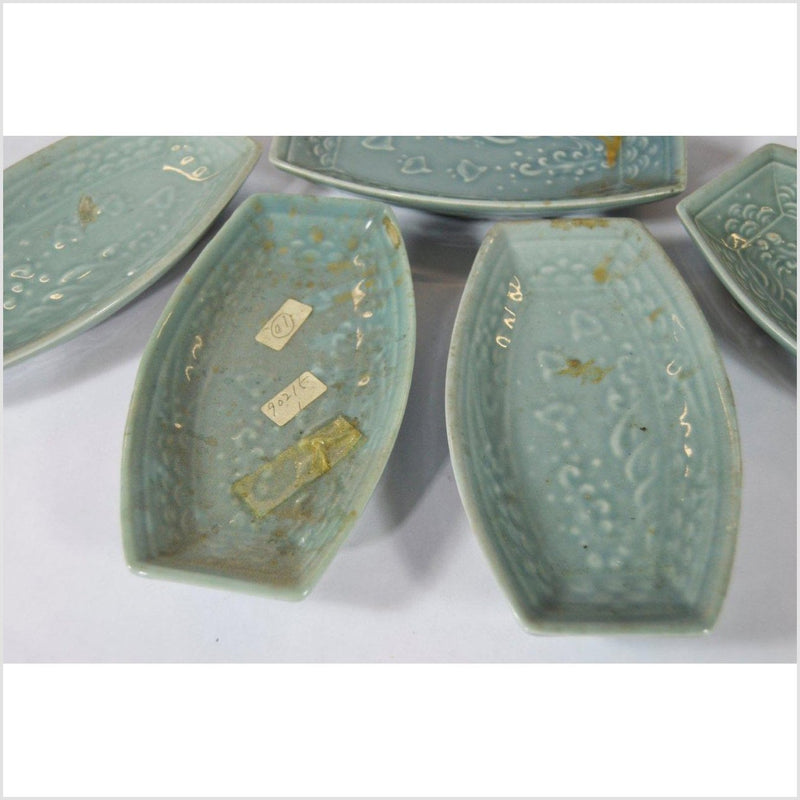 Japanese Boat Shaped Celadon Bowls-YNE886-3. Asian & Chinese Furniture, Art, Antiques, Vintage Home Décor for sale at FEA Home