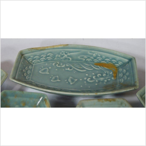 Japanese Boat Shaped Celadon Bowls-YNE886-4. Asian & Chinese Furniture, Art, Antiques, Vintage Home Décor for sale at FEA Home