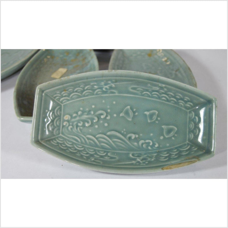 Japanese Boat Shaped Celadon Bowls-YNE886-5. Asian & Chinese Furniture, Art, Antiques, Vintage Home Décor for sale at FEA Home