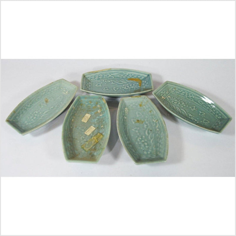 Japanese Boat Shaped Celadon Bowls-YNE886-1. Asian & Chinese Furniture, Art, Antiques, Vintage Home Décor for sale at FEA Home