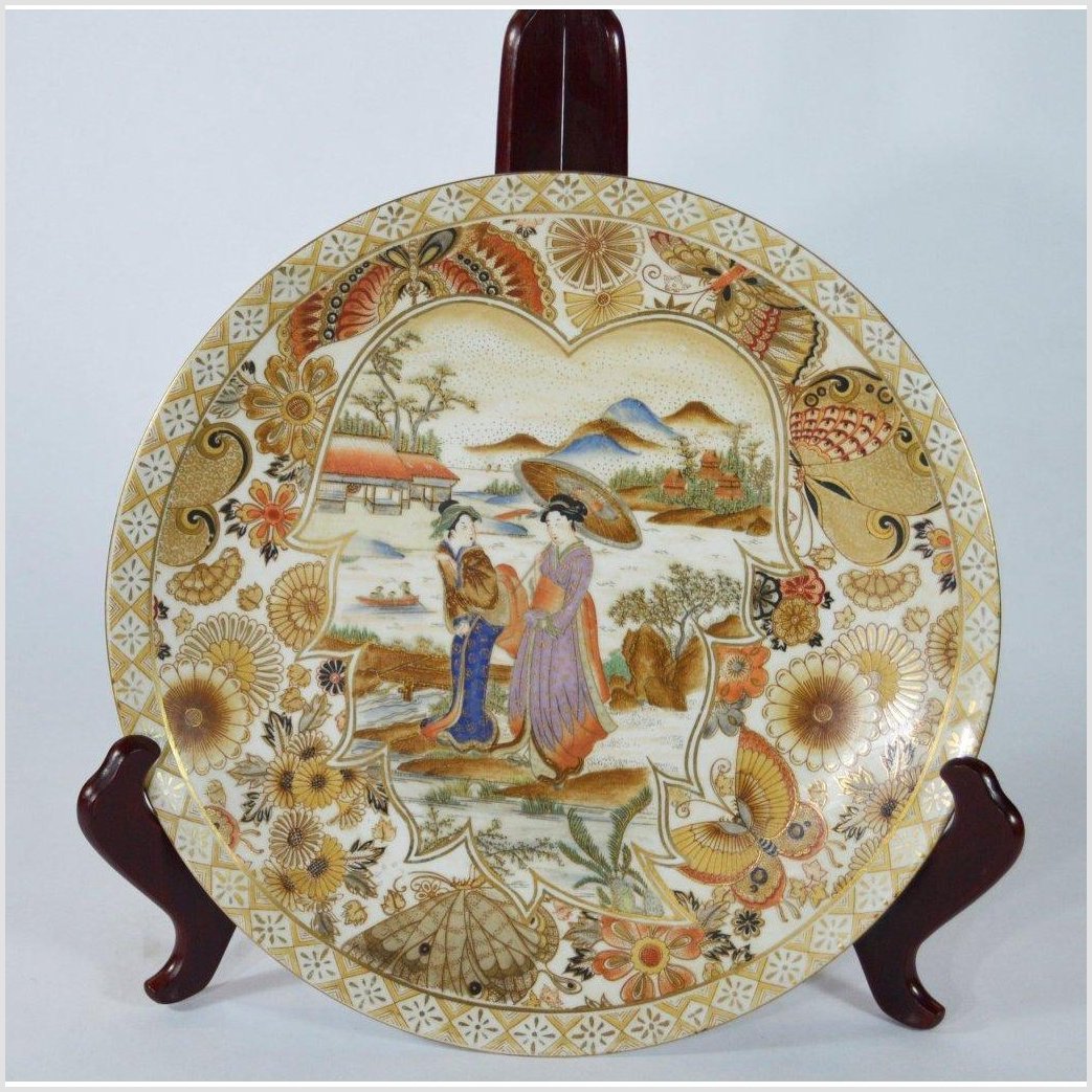 Japanese Kutani Hand Painted Porcelain Plate-1. Asian & Chinese Furniture, Art, Antiques, Vintage Home Décor for sale at FEA Home