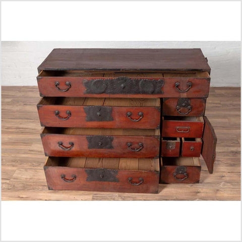 Japanese Meji Period Tansu Chest in the Sendai Dansu Style Made of Keyaki Wood-YN6113-13. Asian & Chinese Furniture, Art, Antiques, Vintage Home Décor for sale at FEA Home