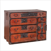 Japanese Meji Period Tansu Chest in the Sendai Dansu Style Made of Keyaki Wood