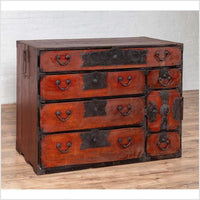 Japanese Meji Period Tansu Chest in the Sendai Dansu Style Made of Keyaki Wood