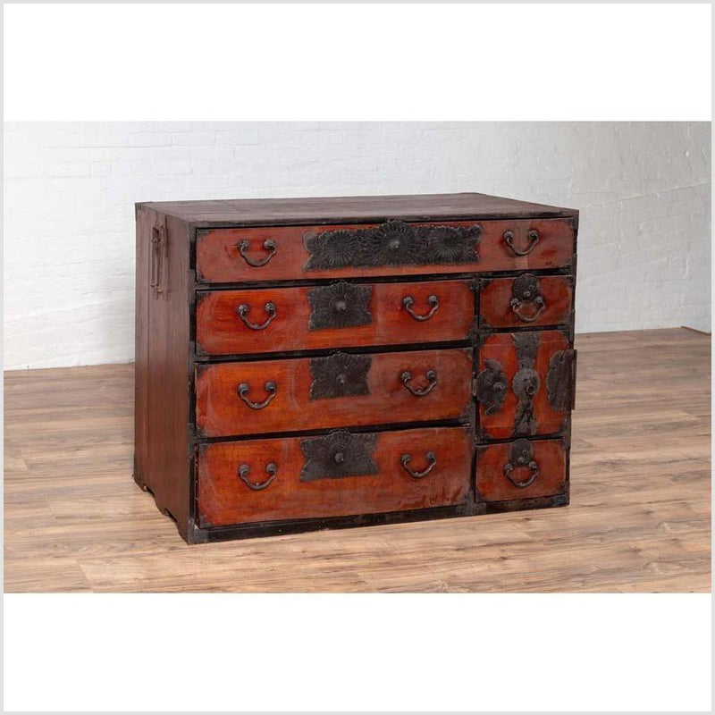 Japanese Meji Period Tansu Chest in the Sendai Dansu Style Made of Keyaki Wood-YN6113-6. Asian & Chinese Furniture, Art, Antiques, Vintage Home Décor for sale at FEA Home