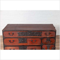 Japanese Meji Period Tansu Chest in the Sendai Dansu Style Made of Keyaki Wood