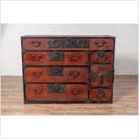 Japanese Meji Period Tansu Chest in the Sendai Dansu Style Made of Keyaki Wood