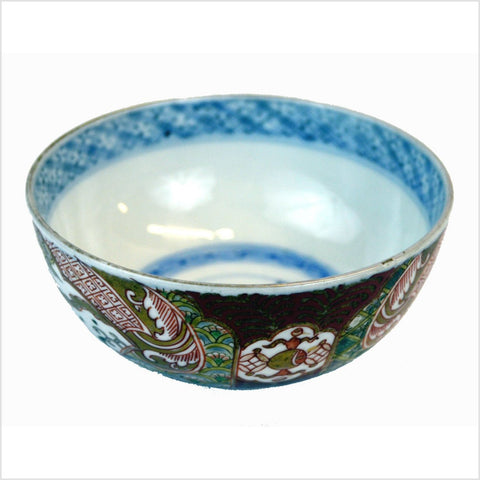 Japanese Multicolor Imari Meiji Porcelain Bowl 