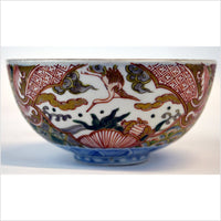 Japanese Multicolor Imari Meiji Porcelain Bowl 