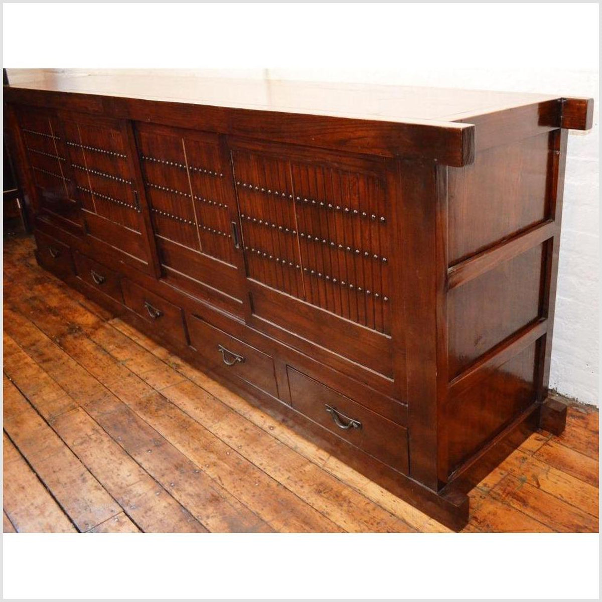 Japanese Style Elmwood Mizuya Dansu Buffet with Sliding Doors and Drawers-4. Asian &amp; Chinese Furniture, Art, Antiques, Vintage Home Décor for sale at FEA Home