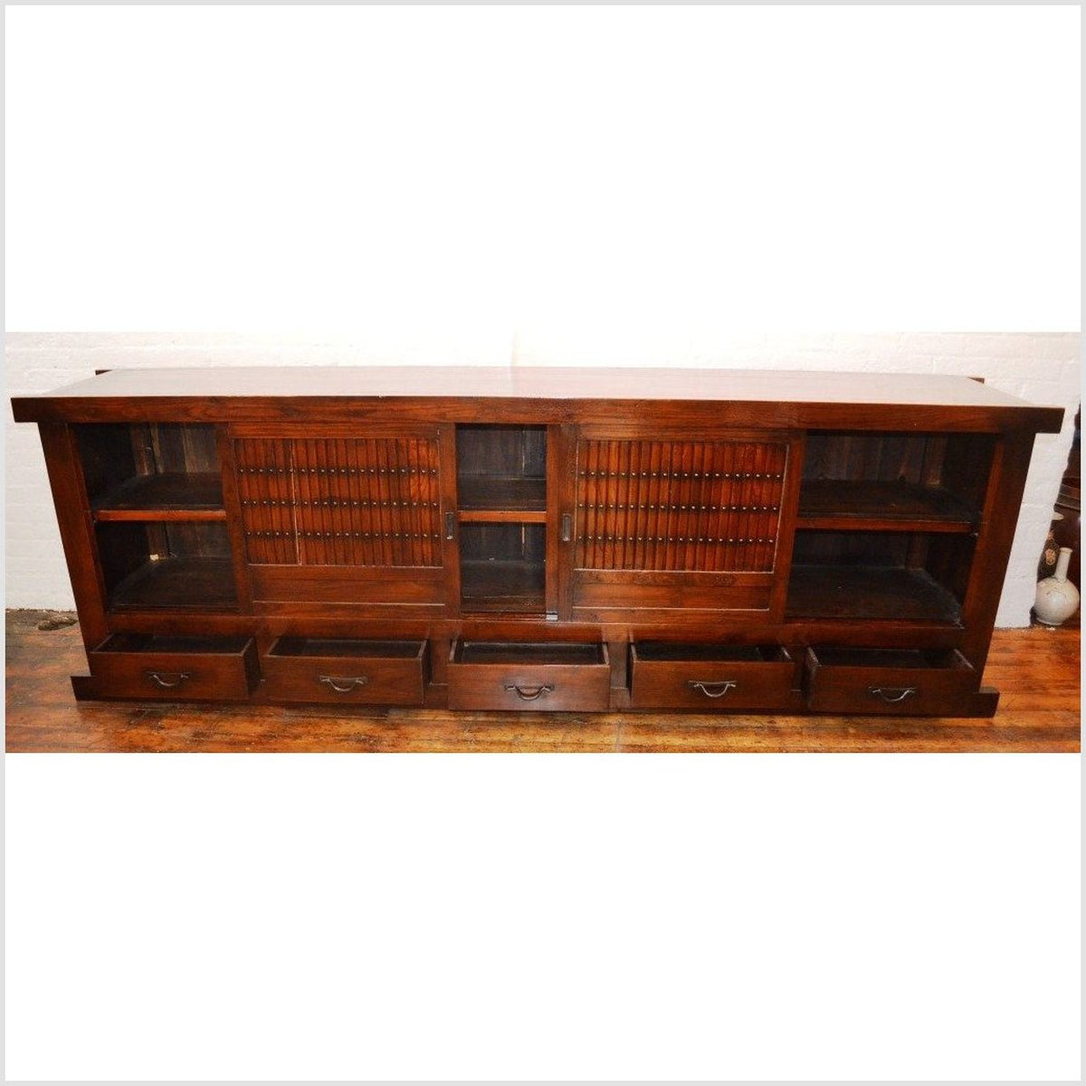 Japanese Style Elmwood Mizuya Dansu Buffet with Sliding Doors and Drawers-7. Asian &amp; Chinese Furniture, Art, Antiques, Vintage Home Décor for sale at FEA Home
