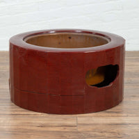 Japanese Taishō Period Early Red Lacquered Circular Hibachi, Early 20th Century
