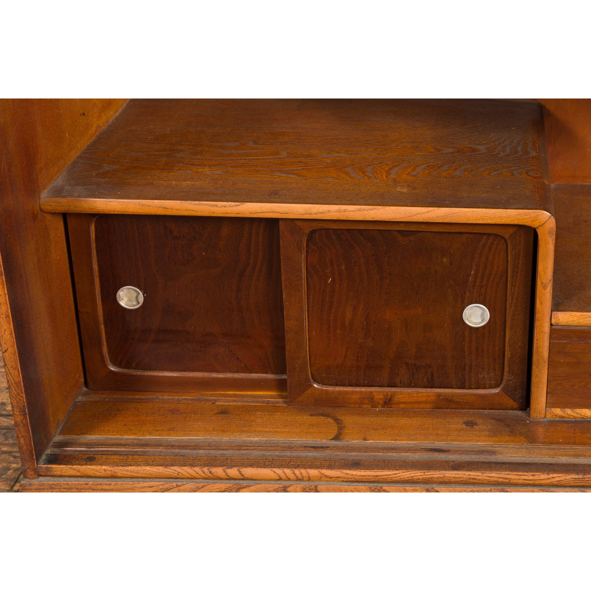 Japanese Taishō Period Open Bookshelf Sliding Doors, Curvy Shelf and Drawer-11. Asian &amp; Chinese Furniture, Art, Antiques, Vintage Home Décor for sale at FEA Home