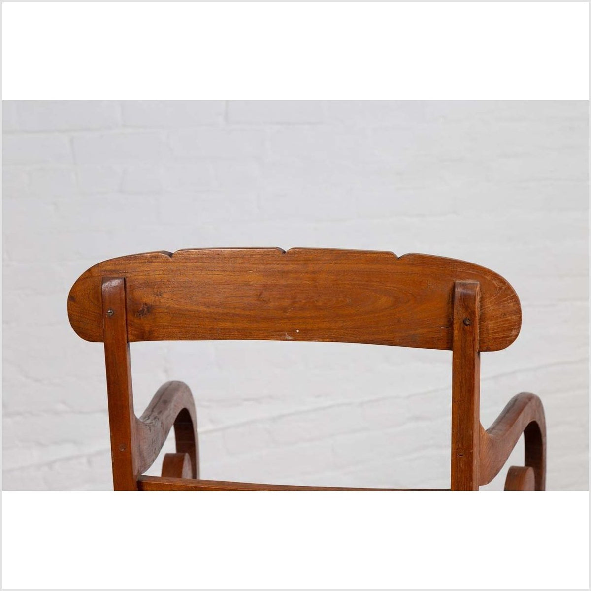 Javanese Antique Armchair with Carved Rail, Woven Rattan Seat and Curving Arms-11. Asian &amp; Chinese Furniture, Art, Antiques, Vintage Home Décor for sale at FEA Home