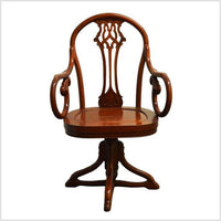 Javanese Swivel Desk Chair- Asian Antiques, Vintage Home Decor & Chinese Furniture - FEA Home
