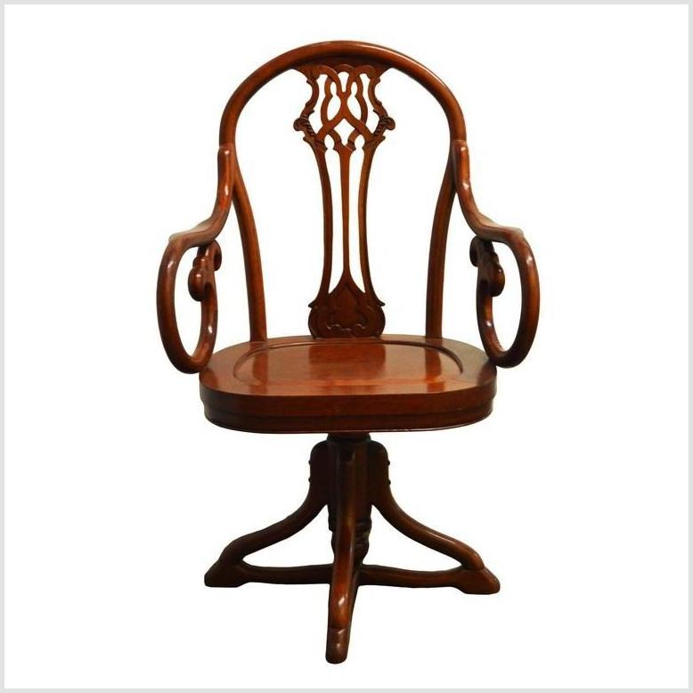 Javanese Swivel Desk Chair- Asian Antiques, Vintage Home Decor & Chinese Furniture - FEA Home