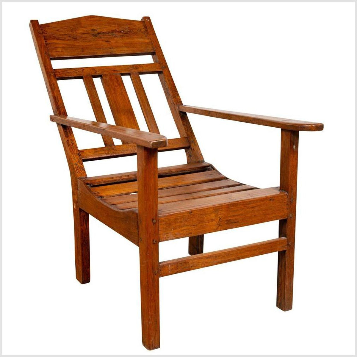 Javanese Vintage Dutch Colonial Plantation Wooden Lounge Chair with Slanted Back-1. Asian & Chinese Furniture, Art, Antiques, Vintage Home Décor for sale at FEA Home