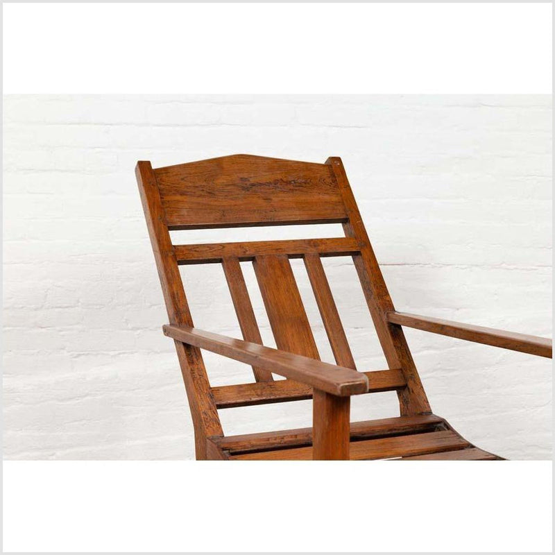 Javanese Vintage Dutch Colonial Plantation Wooden Lounge Chair with Slanted Back-YN6068-7. Asian & Chinese Furniture, Art, Antiques, Vintage Home Décor for sale at FEA Home