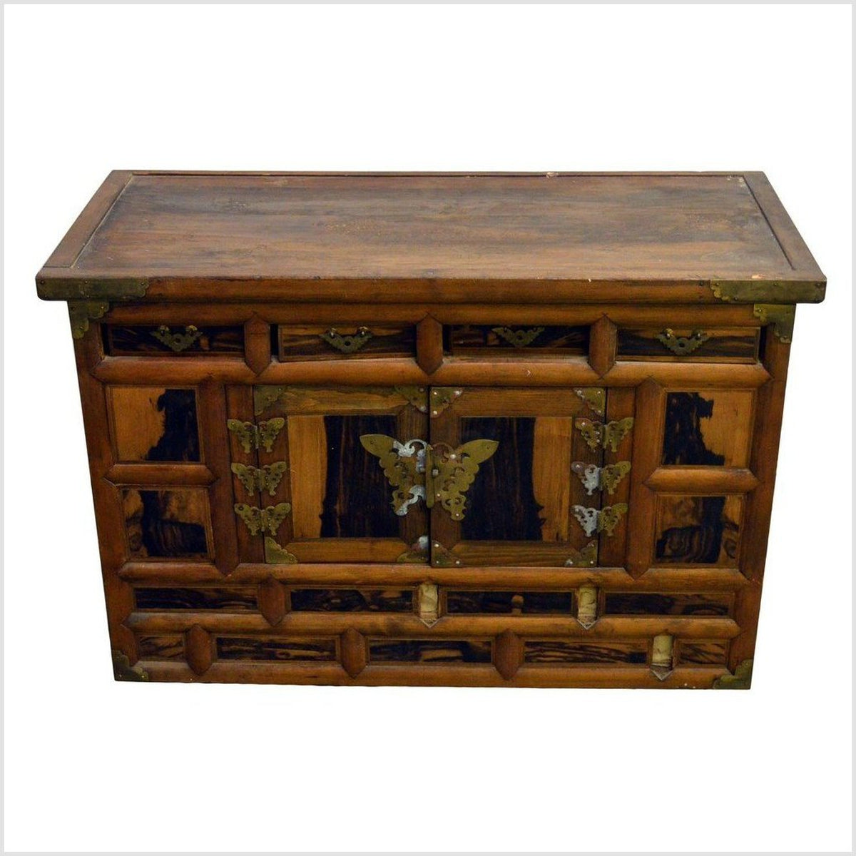 Antique Korean Chest with Butterfly Pattern Brass Hardware from the 19th Century-2. Asian & Chinese Furniture, Art, Antiques, Vintage Home Décor for sale at FEA Home