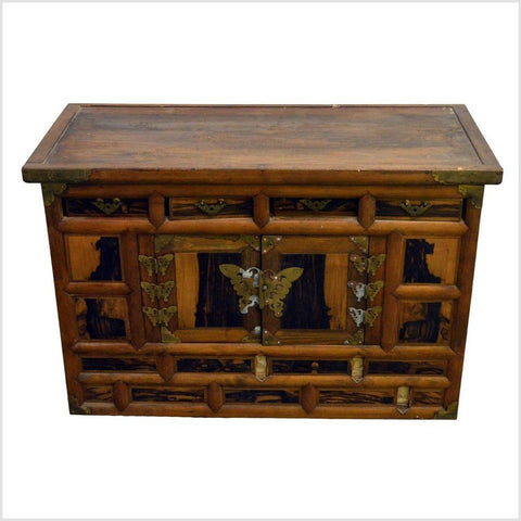 Antique Korean Chest with Butterfly Pattern Brass Hardware from the 19th Century-YN4038-2. Asian & Chinese Furniture, Art, Antiques, Vintage Home Décor for sale at FEA Home