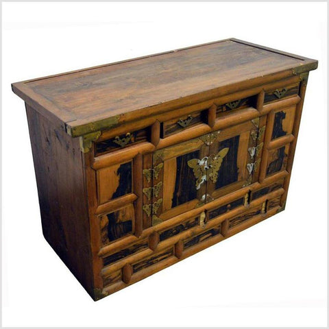 Antique Korean Chest with Butterfly Pattern Brass Hardware from the 19th Century-YN4038-6. Asian & Chinese Furniture, Art, Antiques, Vintage Home Décor for sale at FEA Home