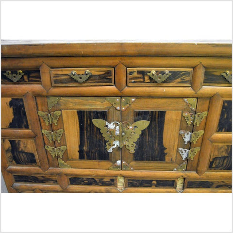 Antique Korean Chest with Butterfly Pattern Brass Hardware from the 19th Century-YN4038-8. Asian & Chinese Furniture, Art, Antiques, Vintage Home Décor for sale at FEA Home