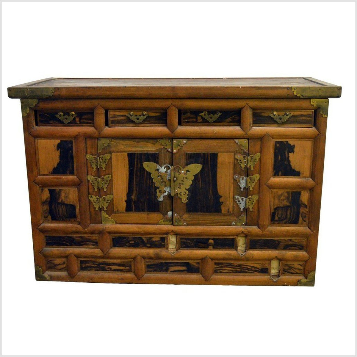Antique Korean Chest with Butterfly Pattern Brass Hardware from the 19th Century-1. Asian & Chinese Furniture, Art, Antiques, Vintage Home Décor for sale at FEA Home
