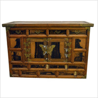 Antique Korean Chest with Butterfly Pattern Brass Hardware from the 19th Century