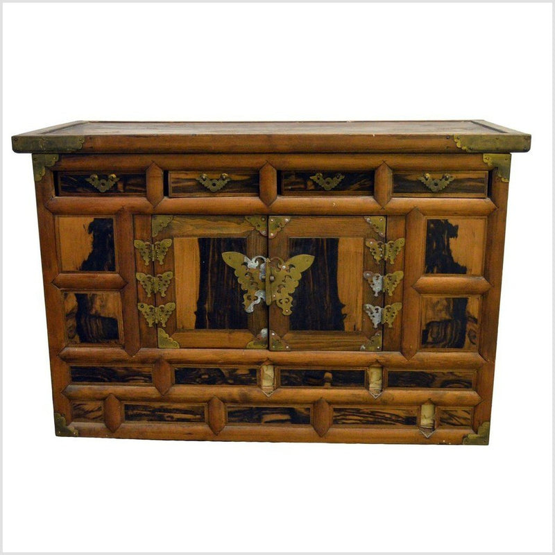 Antique Korean Chest with Butterfly Pattern Brass Hardware from the 19th Century-YN4038-1. Asian & Chinese Furniture, Art, Antiques, Vintage Home Décor for sale at FEA Home