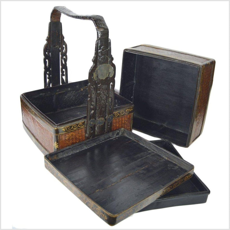 Lacquered Bamboo Wedding Basket-YNE628-8. Asian & Chinese Furniture, Art, Antiques, Vintage Home Décor for sale at FEA Home