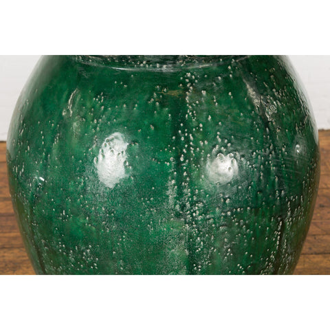 Large Antique Thai 19th Century Green Glazed Planter with Scalloped Lip-YN7742-4. Asian & Chinese Furniture, Art, Antiques, Vintage Home Décor for sale at FEA Home