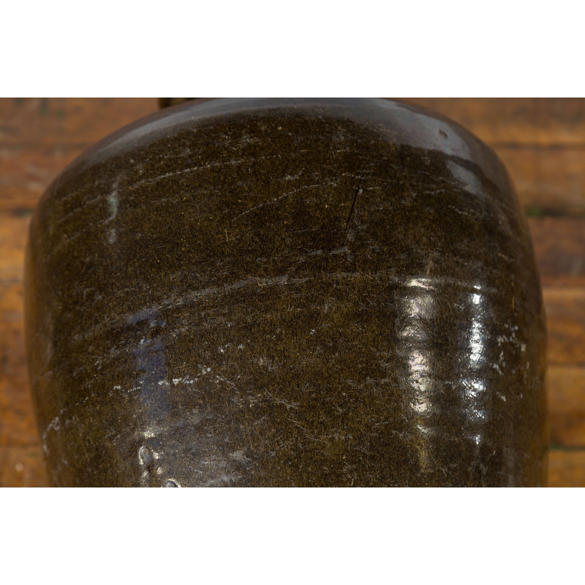 Large Antique Thai Monochrome Glazed Storage Jar with Tapering Lines-10. Asian &amp; Chinese Furniture, Art, Antiques, Vintage Home Décor for sale at FEA Home