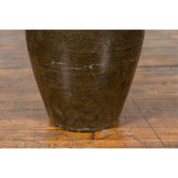 Large Antique Thai Monochrome Glazed Storage Jar with Tapering Lines
