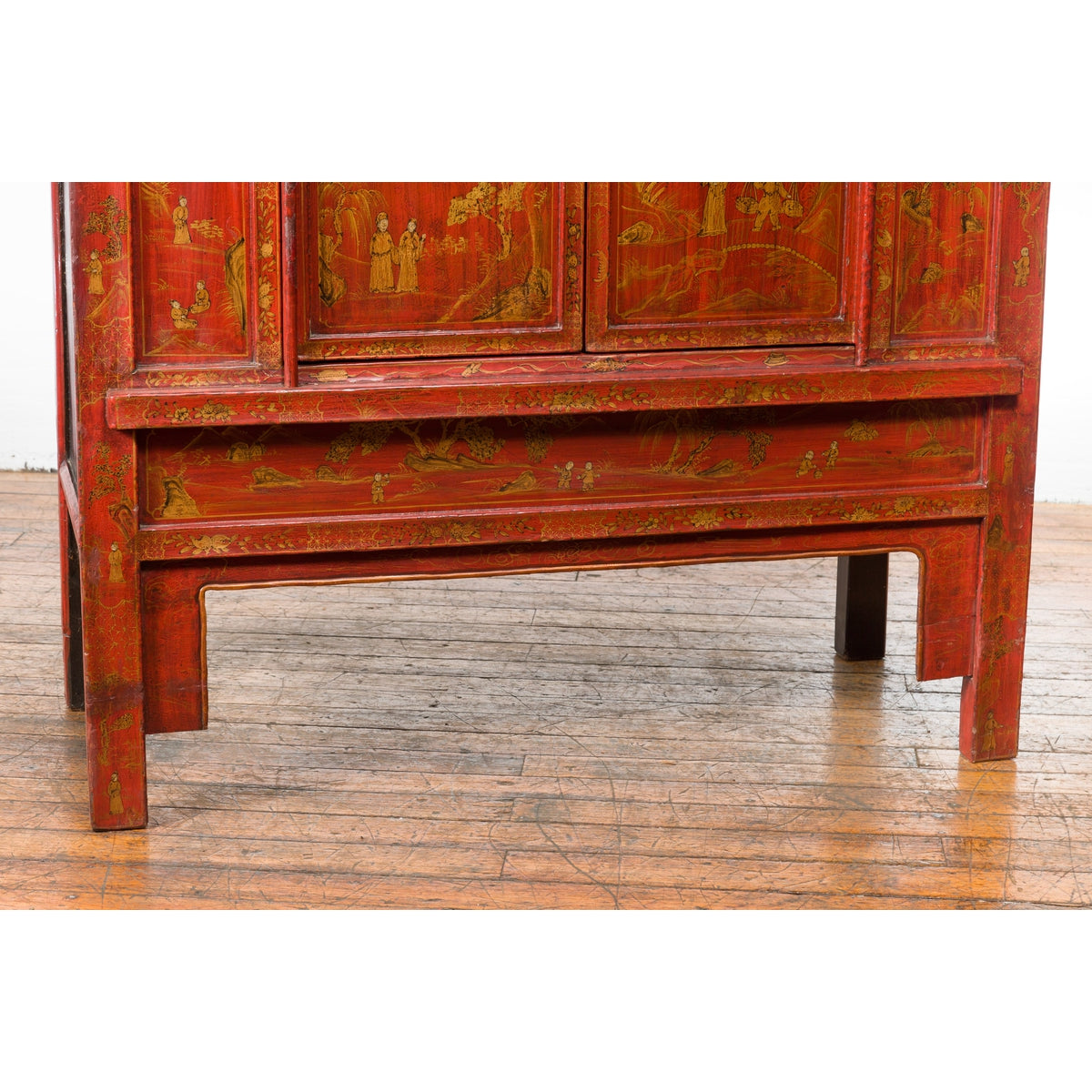 Large 19th Century Red Lacquer Armoire with Gilt Décor-11. Asian &amp; Chinese Furniture, Art, Antiques, Vintage Home Décor for sale at FEA Home