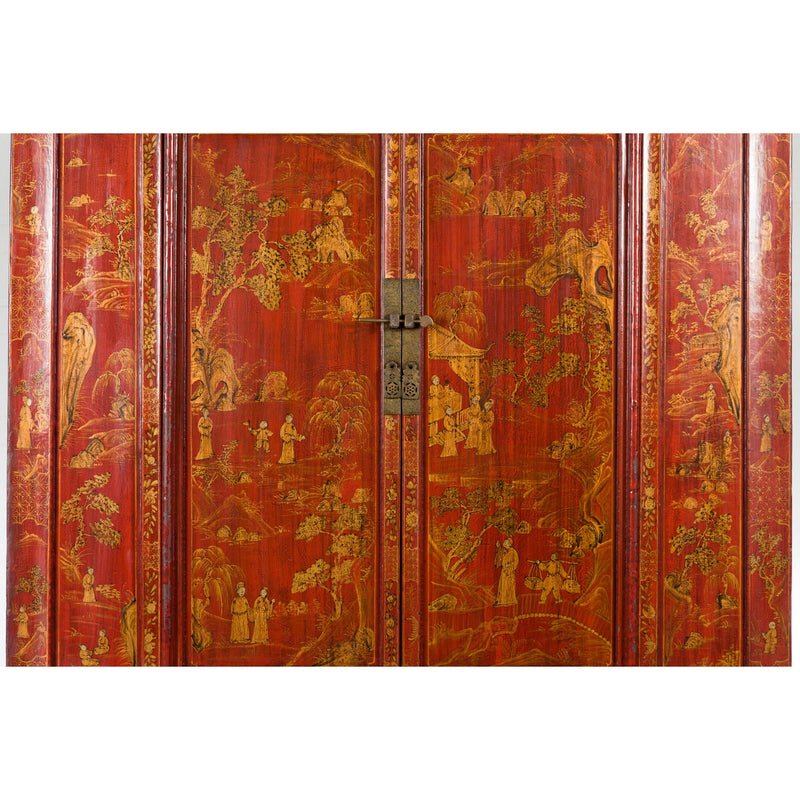 This-is-a-picture-of-a-Large Chinese Qing Dynasty 19th Century Red Lacquer Armoire with Gilt Décor-image-position-16-style-YN2649-Shop-for-Vintage-and-Antique-Asian-and-Chinese-Furniture-for-sale-at-FEA Home-NYC