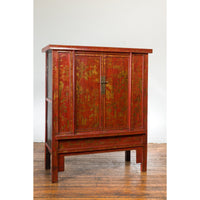 This-is-a-picture-of-a-Large Chinese Qing Dynasty 19th Century Red Lacquer Armoire with Gilt Décor-image-position-2-style-YN2649-Shop-for-Vintage-and-Antique-Asian-and-Chinese-Furniture-for-sale-at-FEA Home-NYC