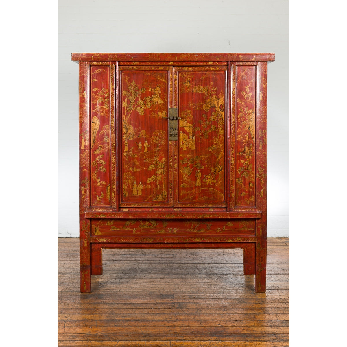 Large 19th Century Red Lacquer Armoire with Gilt Décor-3. Asian &amp; Chinese Furniture, Art, Antiques, Vintage Home Décor for sale at FEA Home