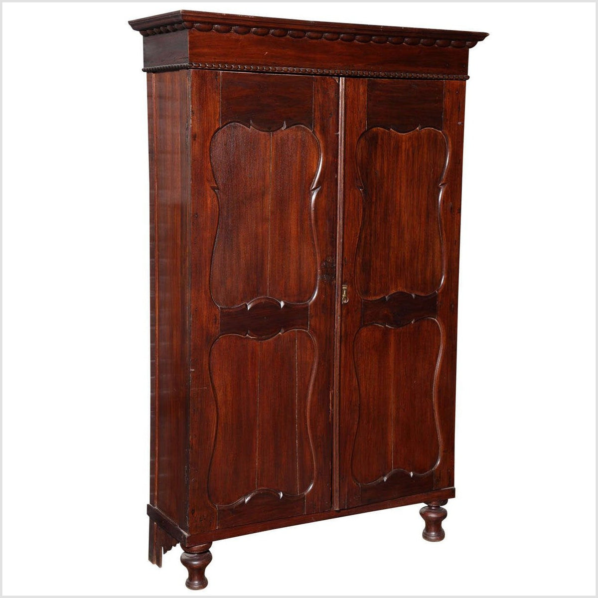 Large Javanese Armoire with Two Carved Doors from Indonesia, 20th Century-1. Asian & Chinese Furniture, Art, Antiques, Vintage Home Décor for sale at FEA Home