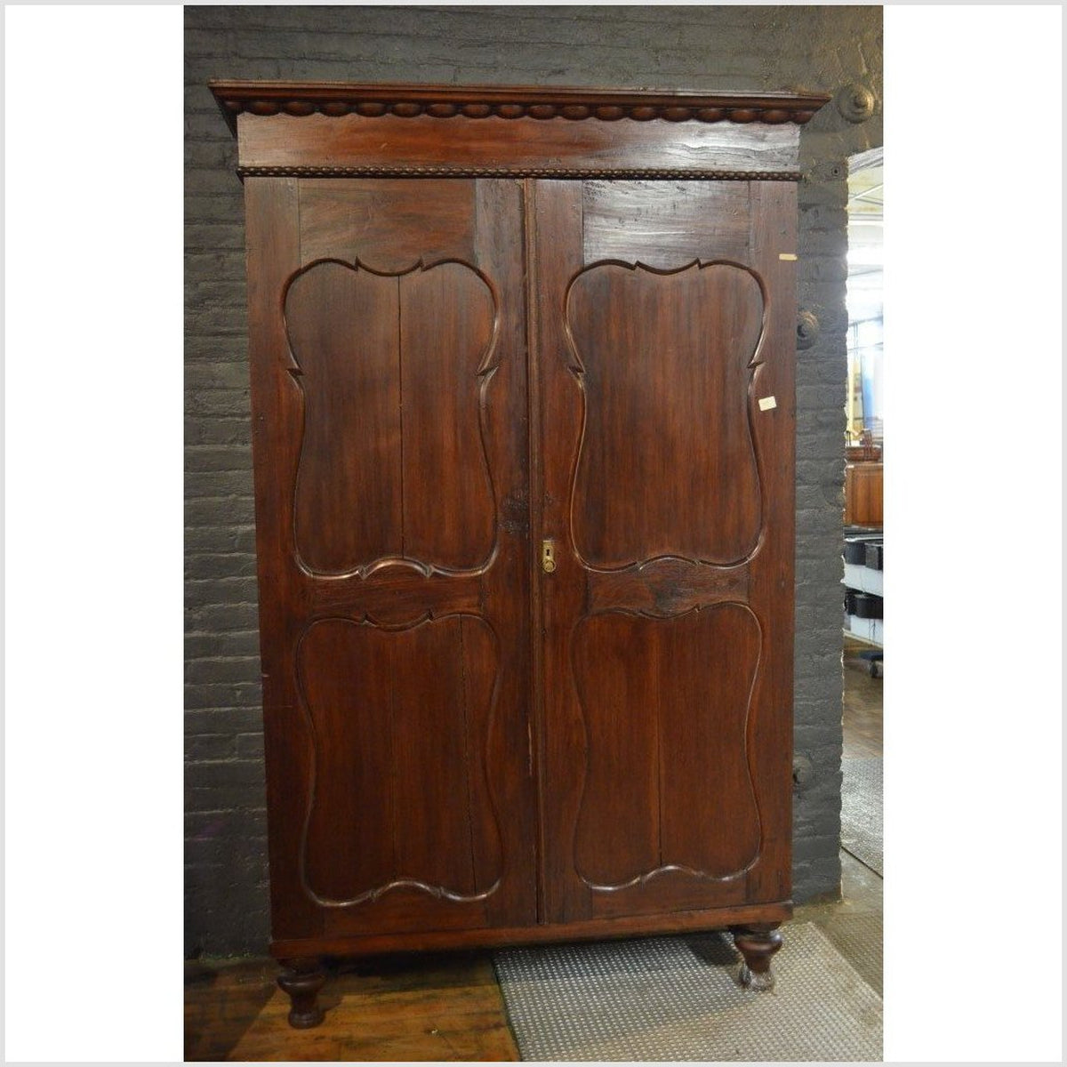 Large Javanese Armoire with Two Carved Doors from Indonesia, 20th Century-2. Asian & Chinese Furniture, Art, Antiques, Vintage Home Décor for sale at FEA Home