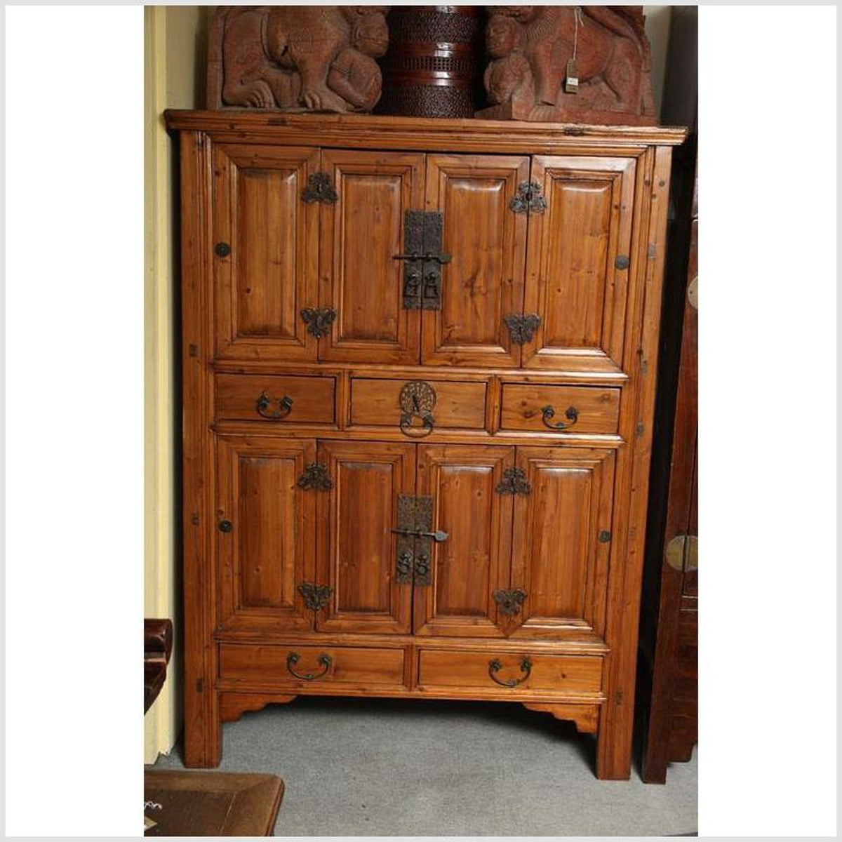 Large Late 19th Century Pine Cabinet With Original Butterfly Hardware From China-2. Asian & Chinese Furniture, Art, Antiques, Vintage Home Décor for sale at FEA Home
