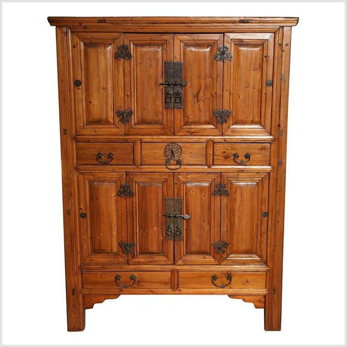 Large Late 19th Century Pine Cabinet With Original Butterfly Hardware From China-1. Asian & Chinese Furniture, Art, Antiques, Vintage Home Décor for sale at FEA Home
