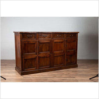 Large Teak Cabinet from Java, with Four Drawers and Four Sets of Double Doors