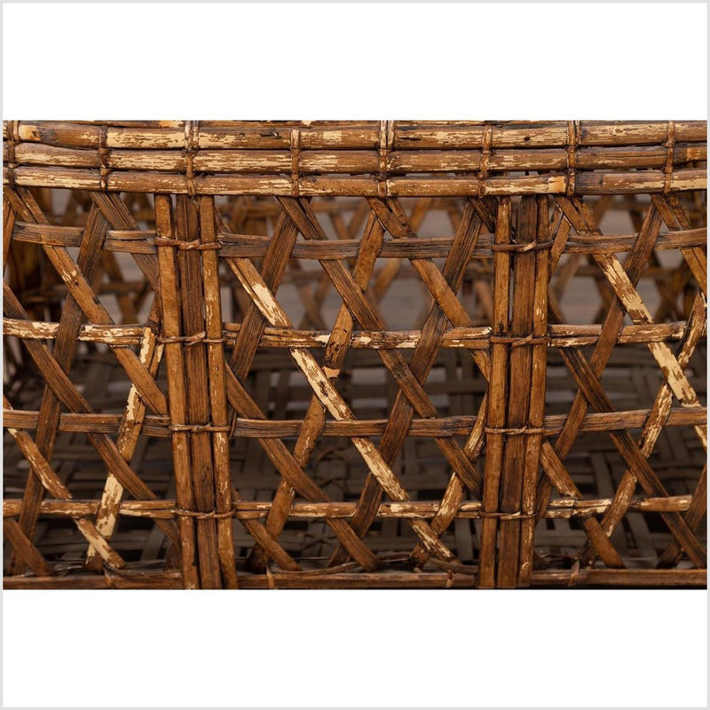 Large Vintage Thai Bamboo Fretwork Basket Raised on Short Feet, circa 1950-YN6303-6. Asian & Chinese Furniture, Art, Antiques, Vintage Home Décor for sale at FEA Home