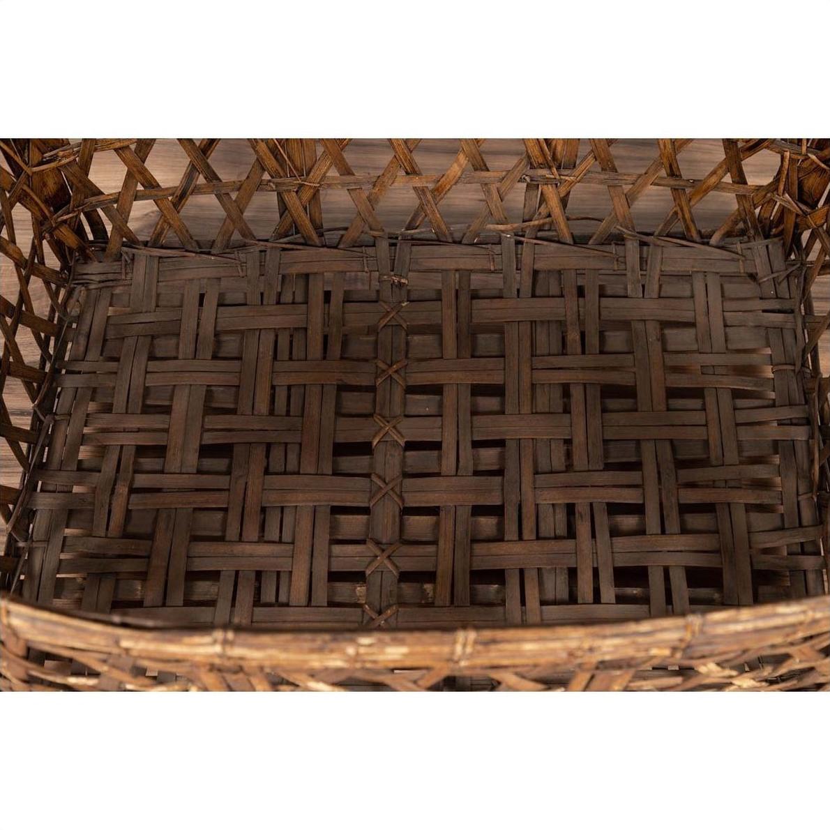 Large Vintage Thai Bamboo Fretwork Basket Raised on Short Feet, circa 1950-9. Asian &amp; Chinese Furniture, Art, Antiques, Vintage Home Décor for sale at FEA Home