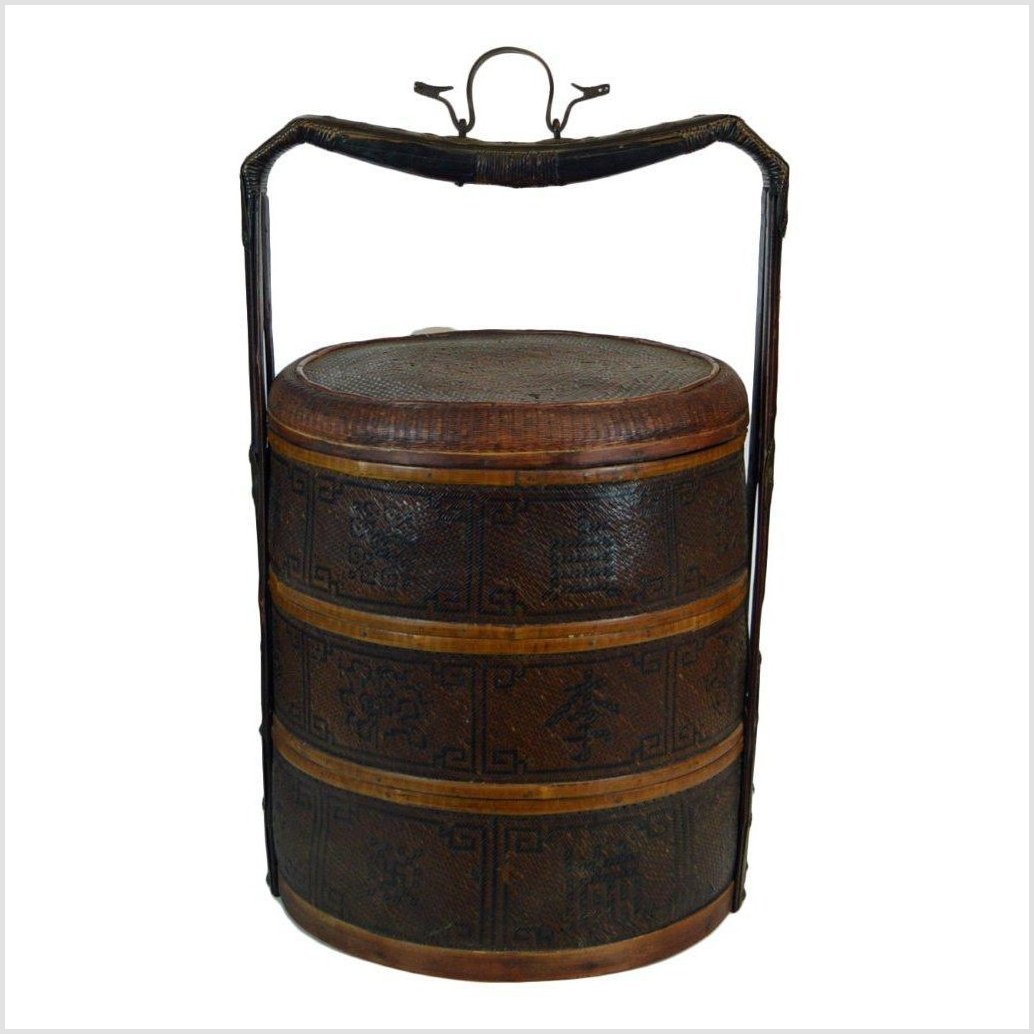 Large Wicker Basket with Lid-1. Asian & Chinese Furniture, Art, Antiques, Vintage Home Décor for sale at FEA Home