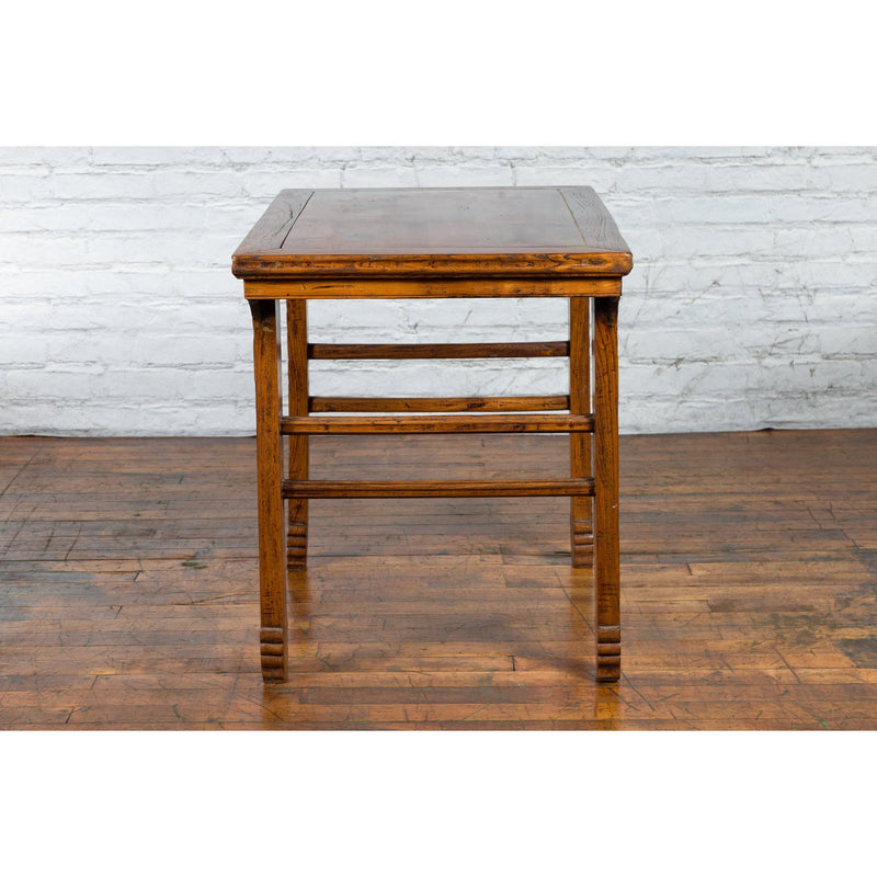This-is-a-picture-of-a-Late Qing Dynasty Chinese Elm Wine Table with Carved Legs and Side Stretchers-with-image-position-11-style-YN2576-Shop-for-Vintage-and-Antique-Asian-and-Chinese-Furniture-for-sale-at-FEA Home-NYC