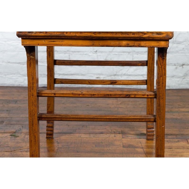 This-is-a-picture-of-a-Late Qing Dynasty Chinese Elm Wine Table with Carved Legs and Side Stretchers-with-image-position-12-style-YN2576-Shop-for-Vintage-and-Antique-Asian-and-Chinese-Furniture-for-sale-at-FEA Home-NYC