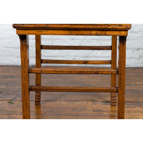 This-is-a-picture-of-a-Late Qing Dynasty Chinese Elm Wine Table with Carved Legs and Side Stretchers-with-image-position-12-style-YN2576-Shop-for-Vintage-and-Antique-Asian-and-Chinese-Furniture-for-sale-at-FEA Home-NYC