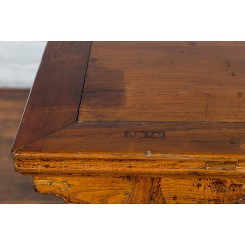 This-is-a-picture-of-a-Late Qing Dynasty Chinese Elm Wine Table with Carved Legs and Side Stretchers-with-image-position-14-style-YN2576-Shop-for-Vintage-and-Antique-Asian-and-Chinese-Furniture-for-sale-at-FEA Home-NYC